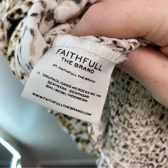 Faithfull The Brand Margherita Smocked Cheetah Mini Dress Women’s Size 6 Medium - Picture 8 of 11